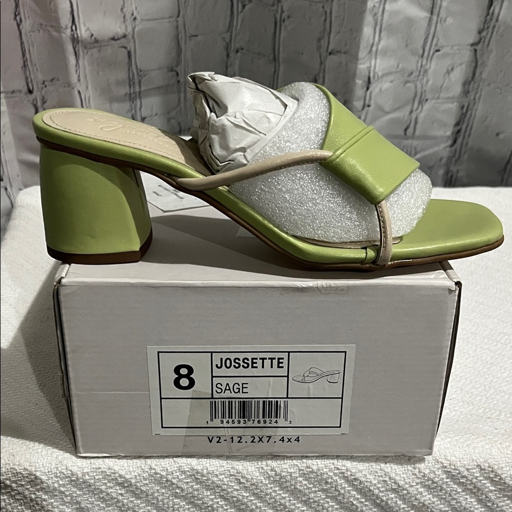 Josette Light Green Block Heel Sandals